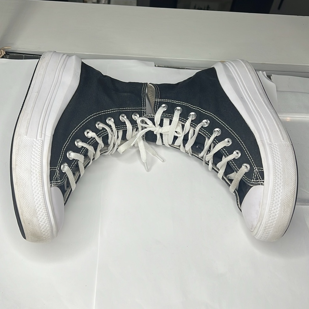 Converse Chuck Taylor Sz 10 All Star Move Platform Sneakers Black Canvas - Picture 6 of 8